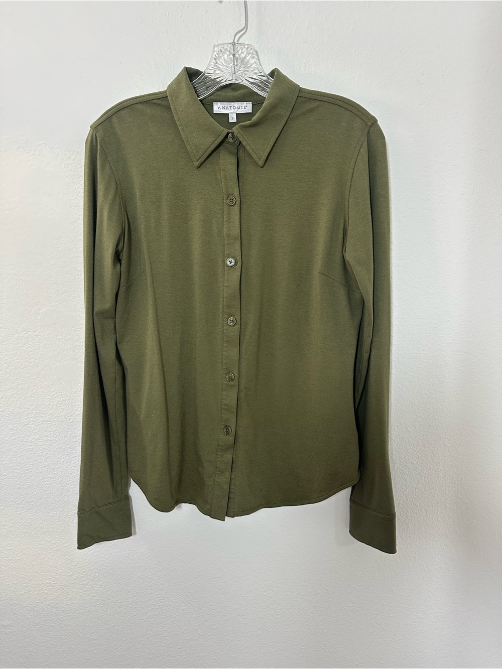 Anatomie Collared Long Sleeve Button Front Pima Cotton Jersey Polo Top Size S